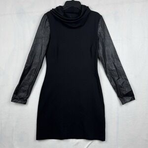 Lamarque Black Long Sleeve Genuine Leather Dress Size S
